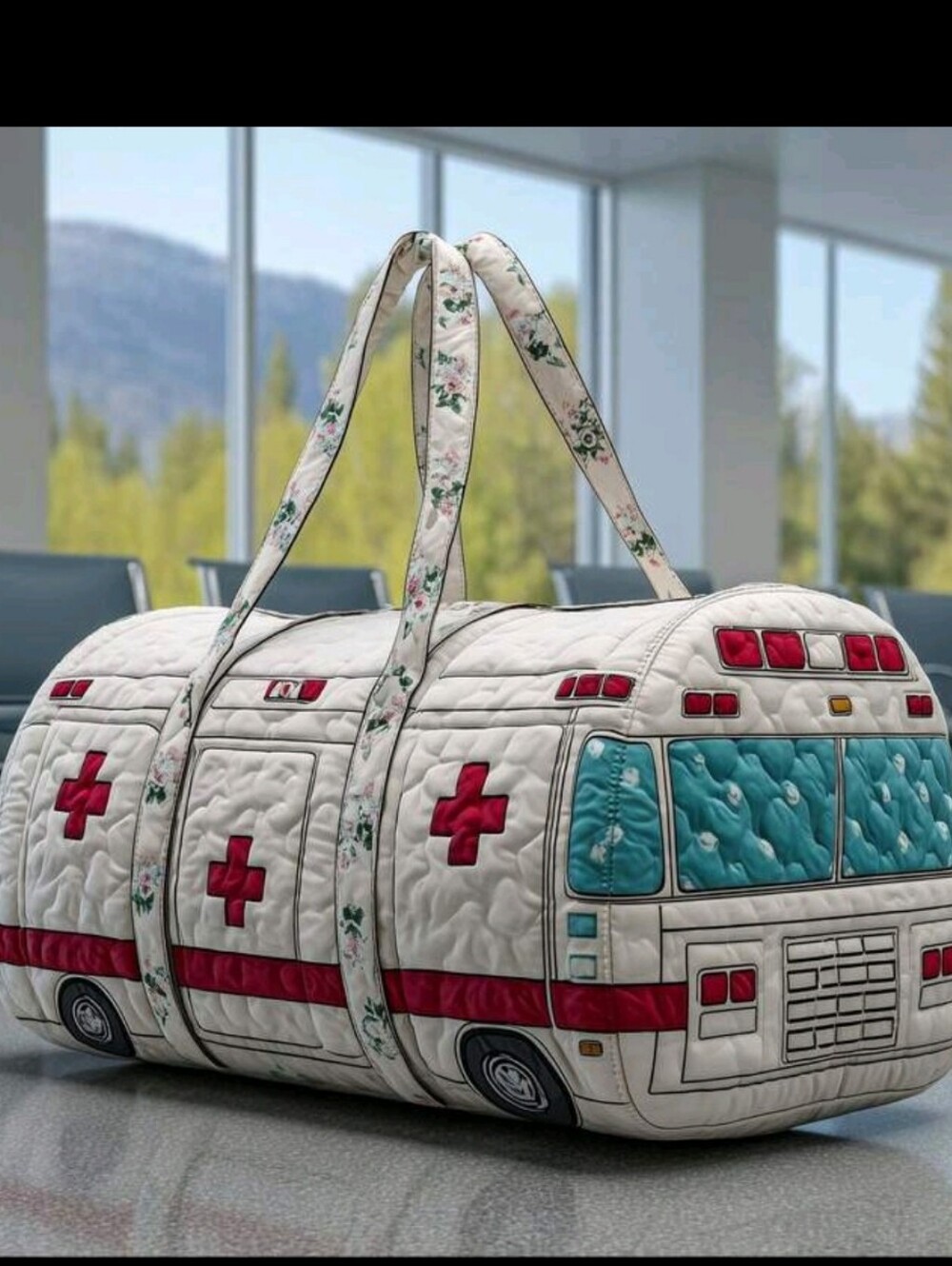 BRAND NEW ** Quirky Ambulance Print Quilted Duffel Bag